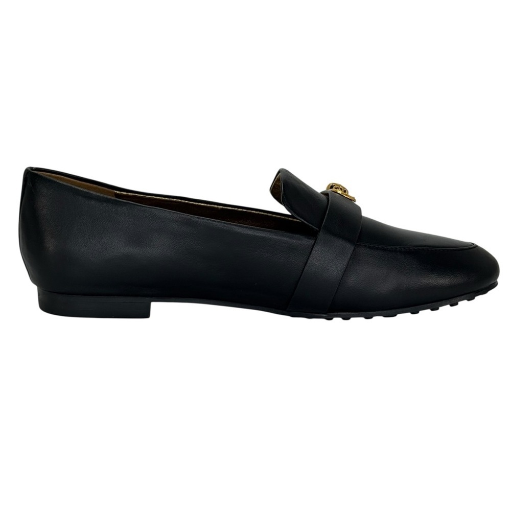 Donna Karan Thompson Black Leather Turnbuckle Womens Loafers Size 6M - Picture 5 of 13